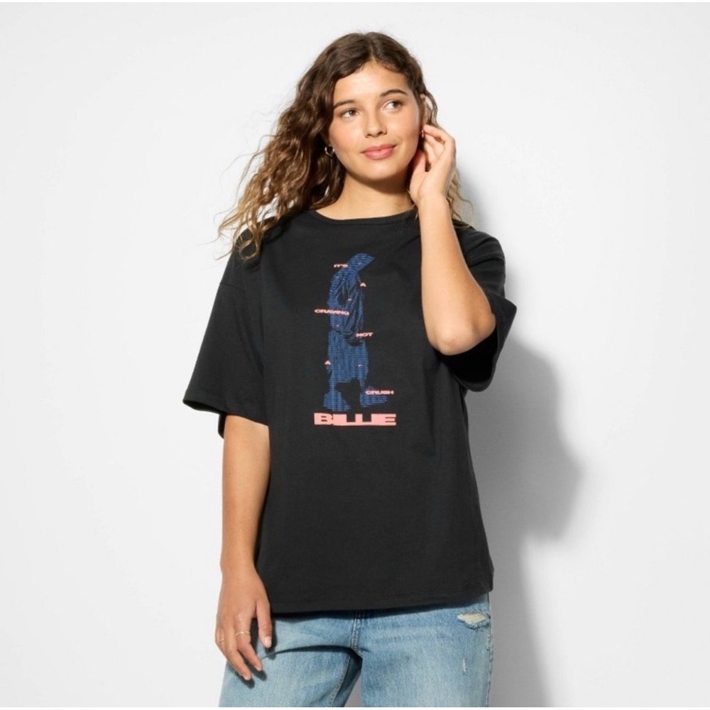 Billie Eilish Women 100% Cotton T-Shirt 2X Black Graphic Streetwear Grunge Y2K